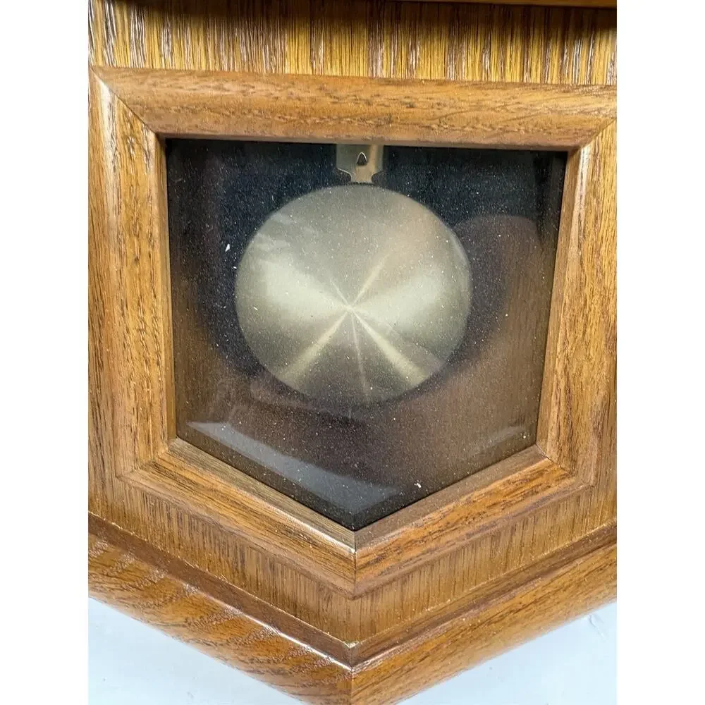 River City Radio Controlled Wall Clock Pendulum Oak Finish Westminster Style